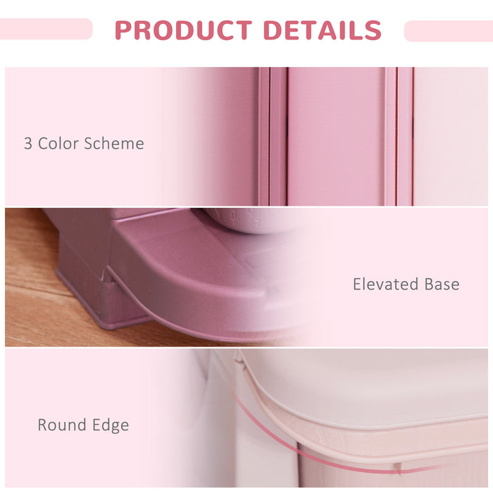 3-Tier Kids Storage Chest with Drawers - Vertical Pink Dresser Tower & Toy Organizer - Space-Saving Solution for Nursery & Playroom