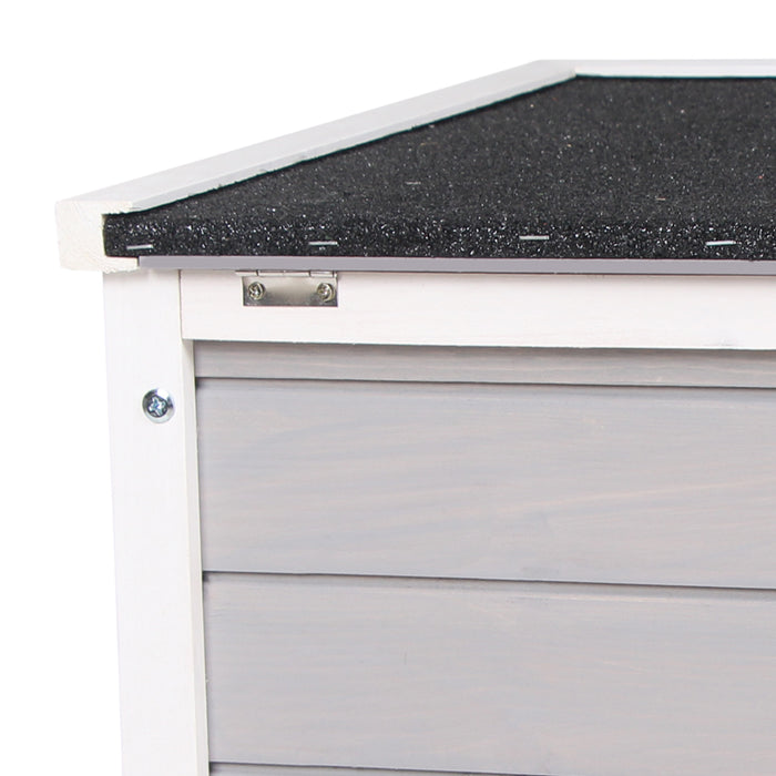 Wooden Pet Hutch with Hideaway - Bunny, Guinea Pig, and Small Animal Cage - Ideal Shelter for Rabbits, Ferrets, and Cats with Ample Space 51x42x43 cm, Grey