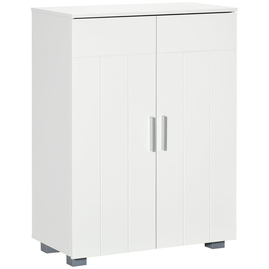 Modern Bathroom Cabinet Organizer - Free Standing Linen Cupboard with 3 Tiers of Storage - Space-Saving Solution for Bath Essentials and Towels
