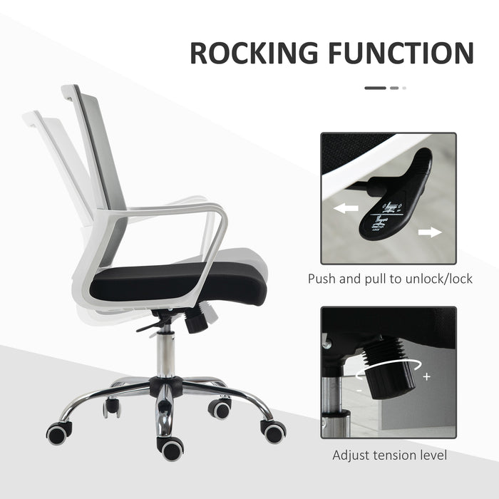 Ergonomic Mesh Desk Chair with Adjustable Height - Breathable Black Office Chair with Armrests and 360° Swivel Castors - Comfortable Seating Solution for Professionals