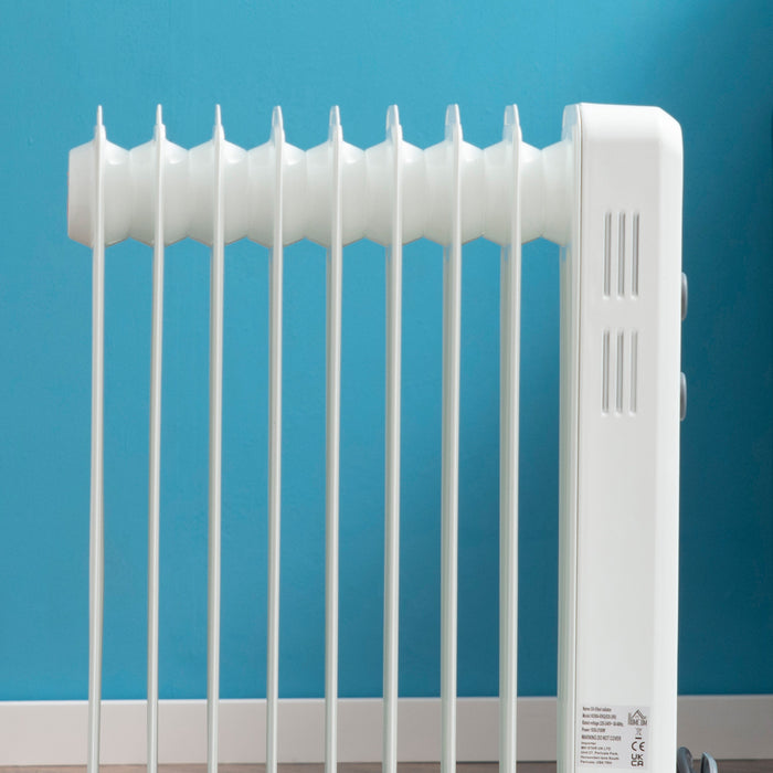 2180W Oil-Filled Radiator Heater - Portable Electric Heating with 24-Hour Timer, 3 Settings, Adjustable Thermostat - Safety Auto Shut-Off for Home Comfort