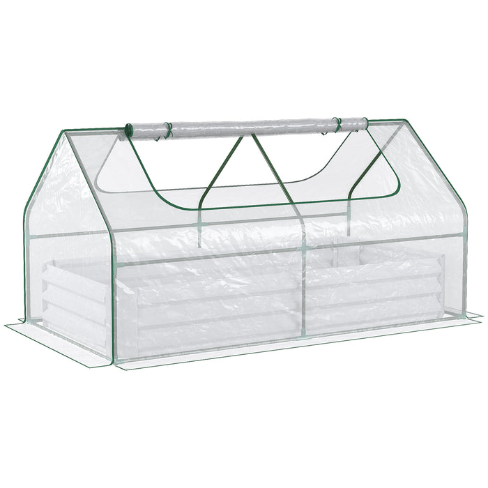 Steel Raised Garden Bed with Greenhouse Cover - Durable Planter Box with Roll-Up Window, Dual Use Design - Perfect for Flowers, Vegetables, and Fruits