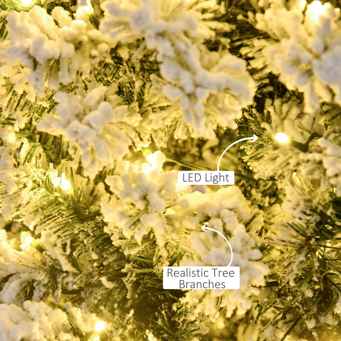 4ft Pre-Lit Snow Flocked Artificial Christmas Tree - Warm White LED Lights, Holiday Decor - Perfect for Festive Home Xmas Ambiance