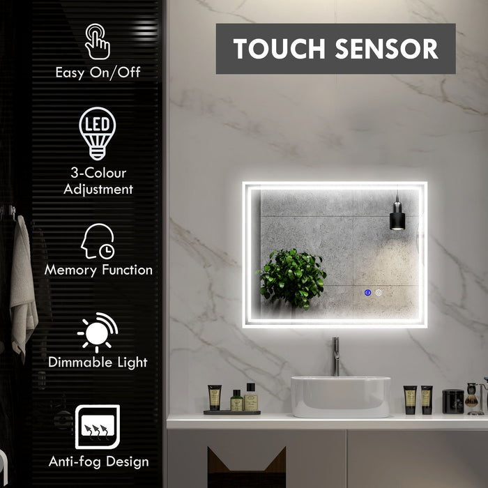 Illuminated LED Bathroom Vanity Mirror - Smart Touch Control, 3 Color Modes, Anti-Fog - Ideal for Makeup Application and Grooming Tasks