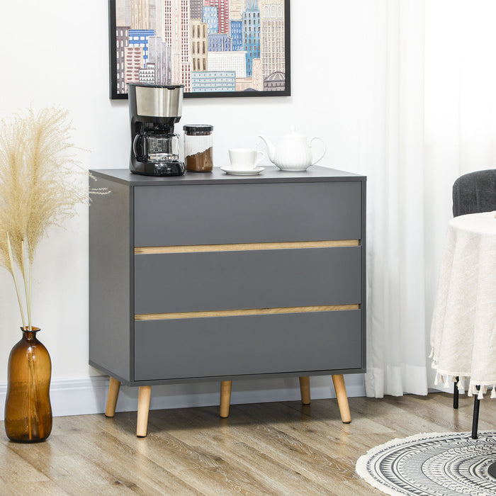 3-Drawer Chest Organizer - Space-Saving Bedroom & Living Room Storage Solution, 80x40x80cm - Sleek Dark Grey Design for Modern Home Decor