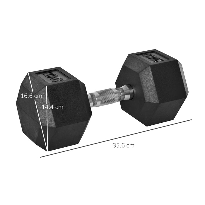 20KG Rubber Hex Dumbbell - Portable Hand Weight for Home Gym & Fitness Workouts - Ideal for Muscle Toning and Strength Training