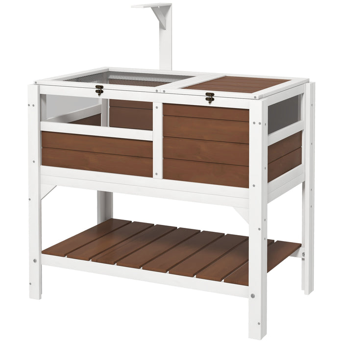 Tortoise Safe Haven - Wooden Enclosure with Shelter, Running Space, Basking Shelf, and Lamp Attachment - Ideal Habitat for Pet Tortoises