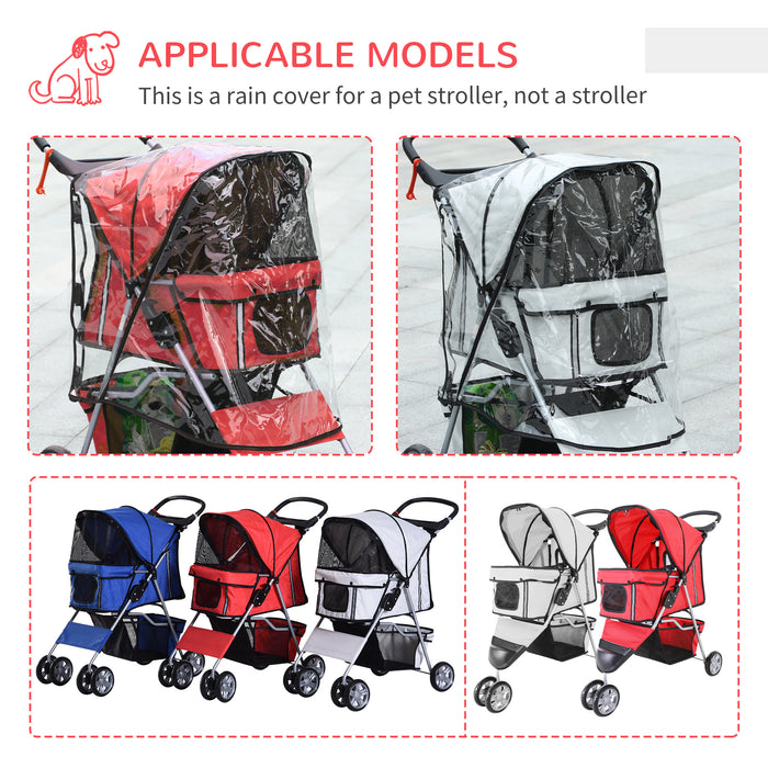 Folding Pet Stroller for Small Dogs - Weather-Resistant Canopy, Cup Holder, Undercarriage Storage - Safe Strolls with Reflective Safety Features in Red