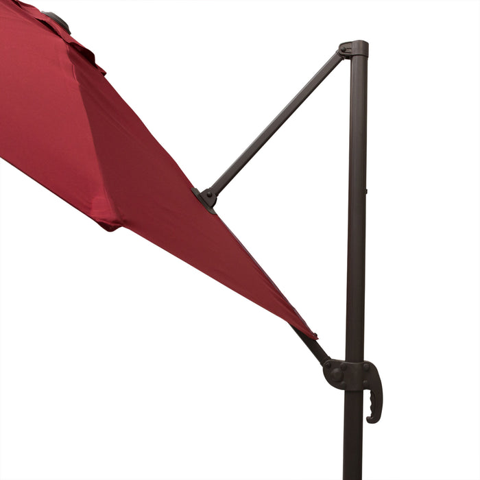 3M Cantilever Umbrella with Aluminium Frame - Wine Red 360° Rotating Hanging Parasol with Cross Base - Ideal for Outdoor Shade and Sun Protection