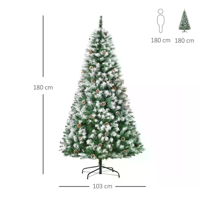 Artificial Pine Christmas Tree 6FT - Festive Decoration with Pine Cones, Easy Auto-Open Feature - Perfect for Holiday Home Decor and Celebrations