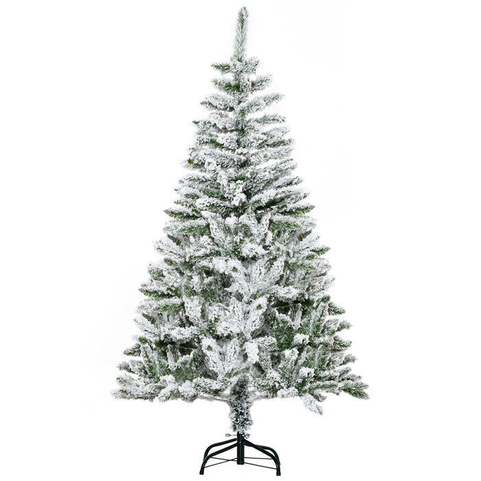 Snow Flocked Artificial Christmas Tree - 5 Ft Xmas Pine with 358 Realistic Branches & Steel Base - Ideal for Festive Holiday Decor & Easy Assembly