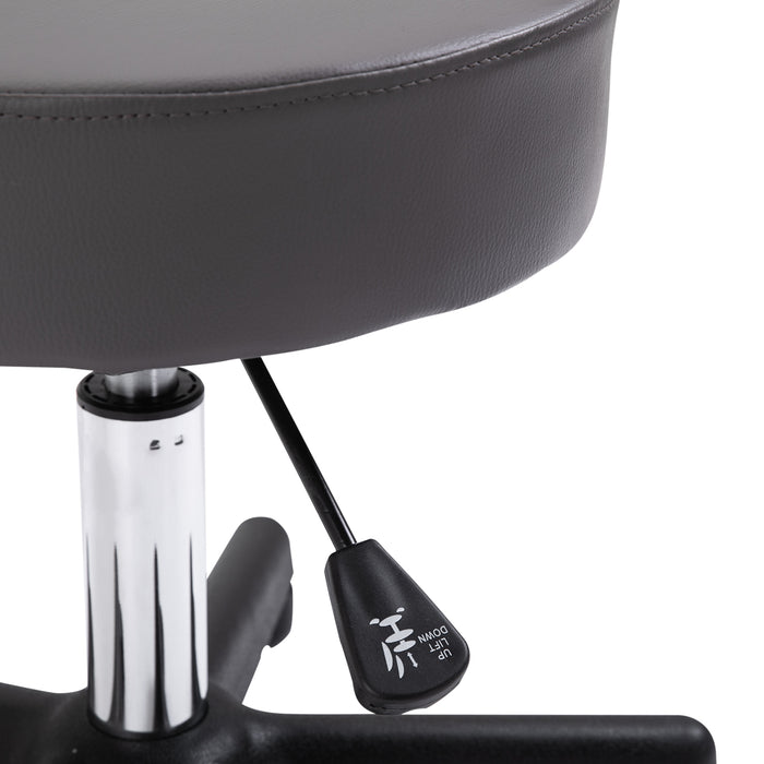 Swivel Salon Chair with Padded Seat - 5-Wheel Adjustable Height for Hairdressers, Tattoo Artists, and Spa Use - Rolling Comfort Cushion in Professional Grey