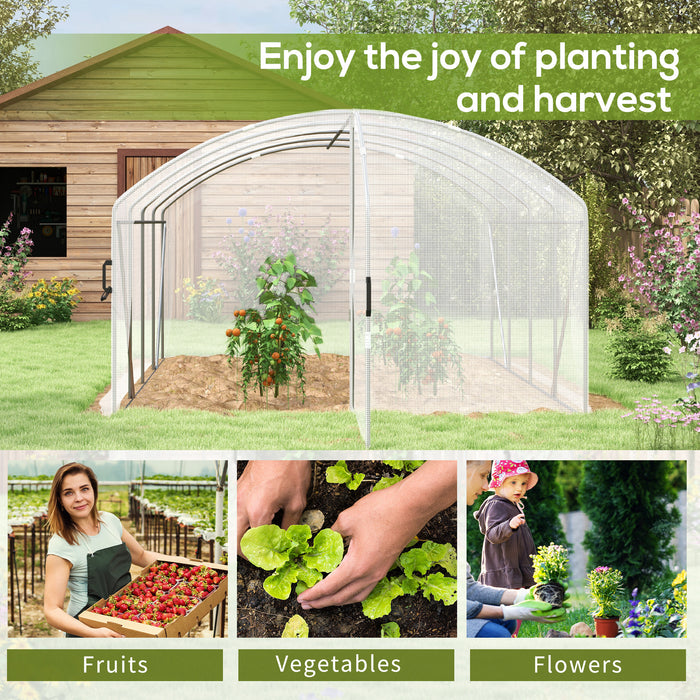 UV-Resistant PE Covered Polytunnel Greenhouse - Walk-In Grow House with Galvanized Steel Frame, 4x3x2m - Ideal for Gardeners and Sustainable Plant Growing