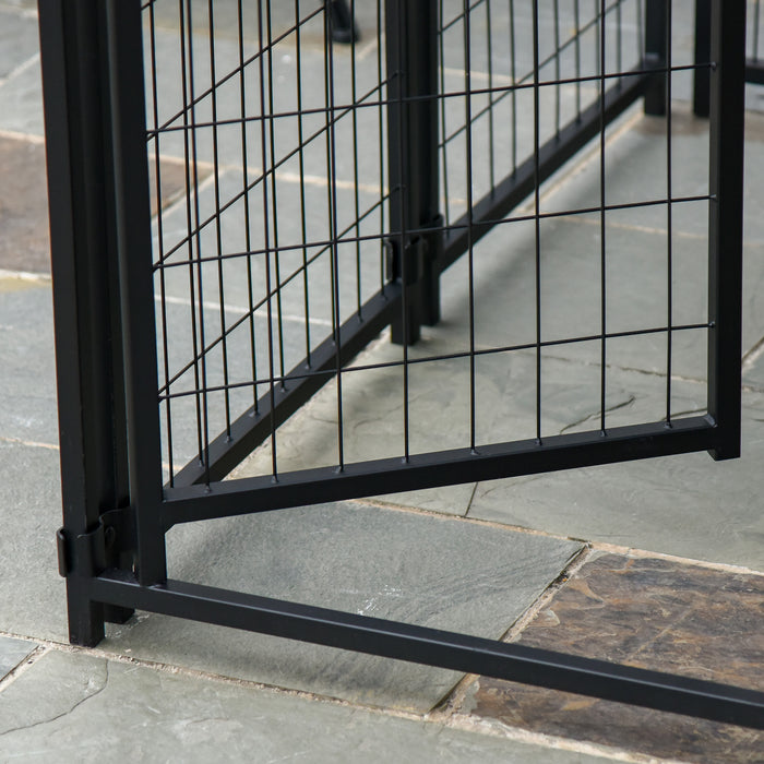 Outdoor Dog Kennel Playpen with UV-Resistant Canopy - Lockable Metal Fence for Pets, 120x120x138cm - Ideal for Small to Medium Dogs' Play & Security