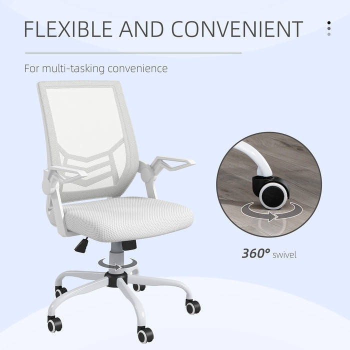 Ergonomic Mesh Office Chair with Flip-up Armrests - Lumbar Support & Swivel Wheels for Comfortable Seating - Ideal for Home Office & Desk Work