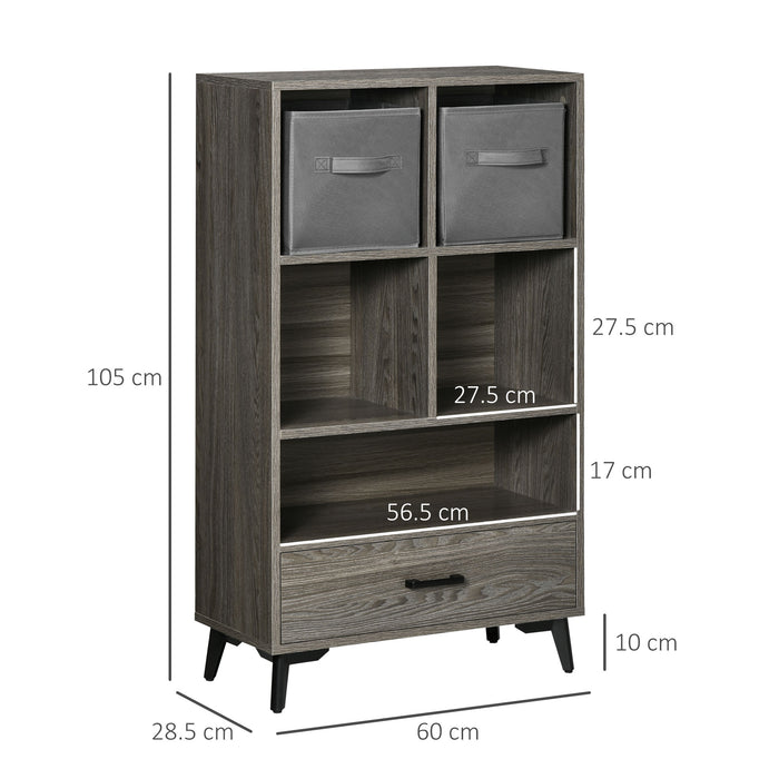 Freestanding Grey Storage Cabinet - Display Cabinet with Drawers & Bookcase Features - Ideal for Home Office, Living Room, Bedroom Organization