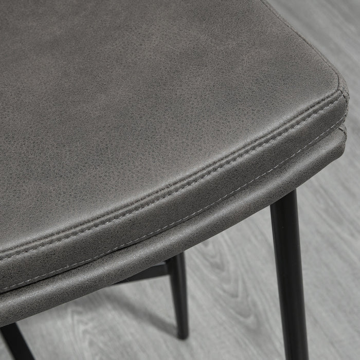 Microfibre Upholstered Kitchen Stools - Set of 2 Industrial Bar Chairs with Curved Seat - Stylish Seating for Home Bar & Counter Spaces