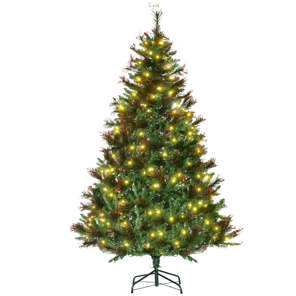 1.8m Festive Pre-Lit Artificial Christmas Tree - Sturdy Metal Base, Lush Green Pine Effect - Ideal Holiday Decoration for Home and Office