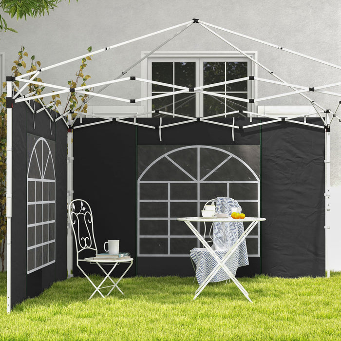 Gazebo Side Panels Replacement 2-Pack - 3x3m & 3x6m Sizes with Windows & Doors, Black - Ideal for Outdoor Shelter Privacy and Weather Protection