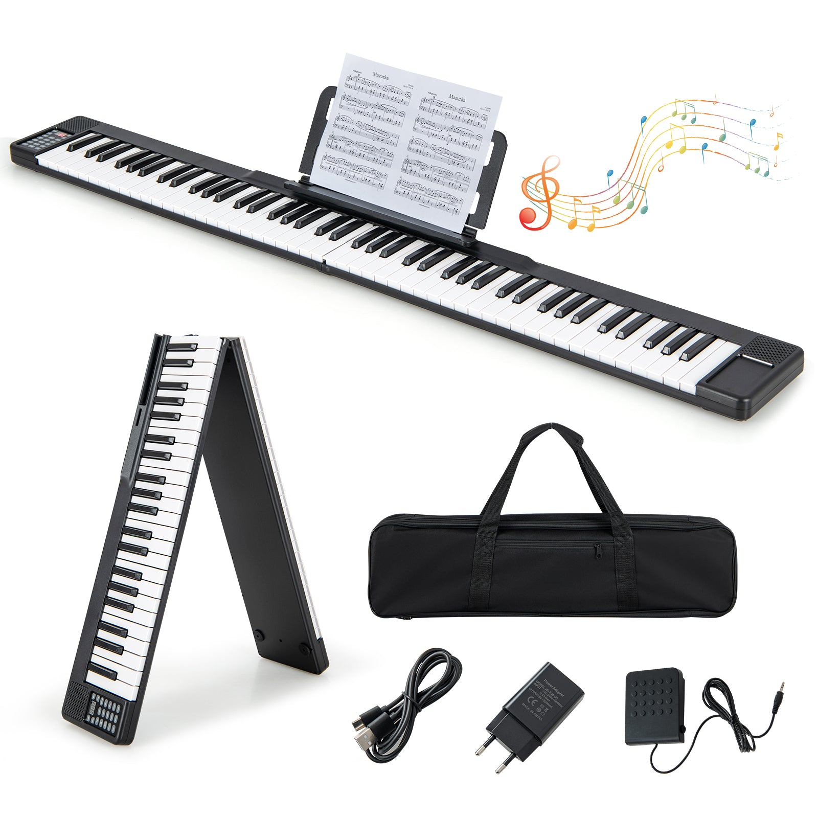 88-Key Digital Piano - Foldable and Portable Piano for Kids, Beginners, Adults - Ideal for Learning and Practicing at Home or On the Go