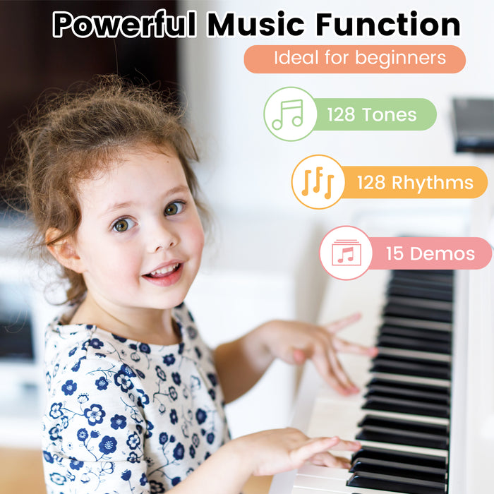 88-Key Digital Piano - Foldable and Portable Piano for Kids, Beginners, Adults - Ideal for Learning and Practicing at Home or On the Go