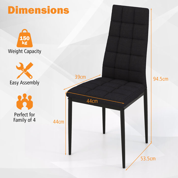 Set of 4 Dining Chairs - Ergonomic Backrest, Anti-slip Foot Pad, Black Design - Ideal for Comfortable and Secure Seating Arrangements