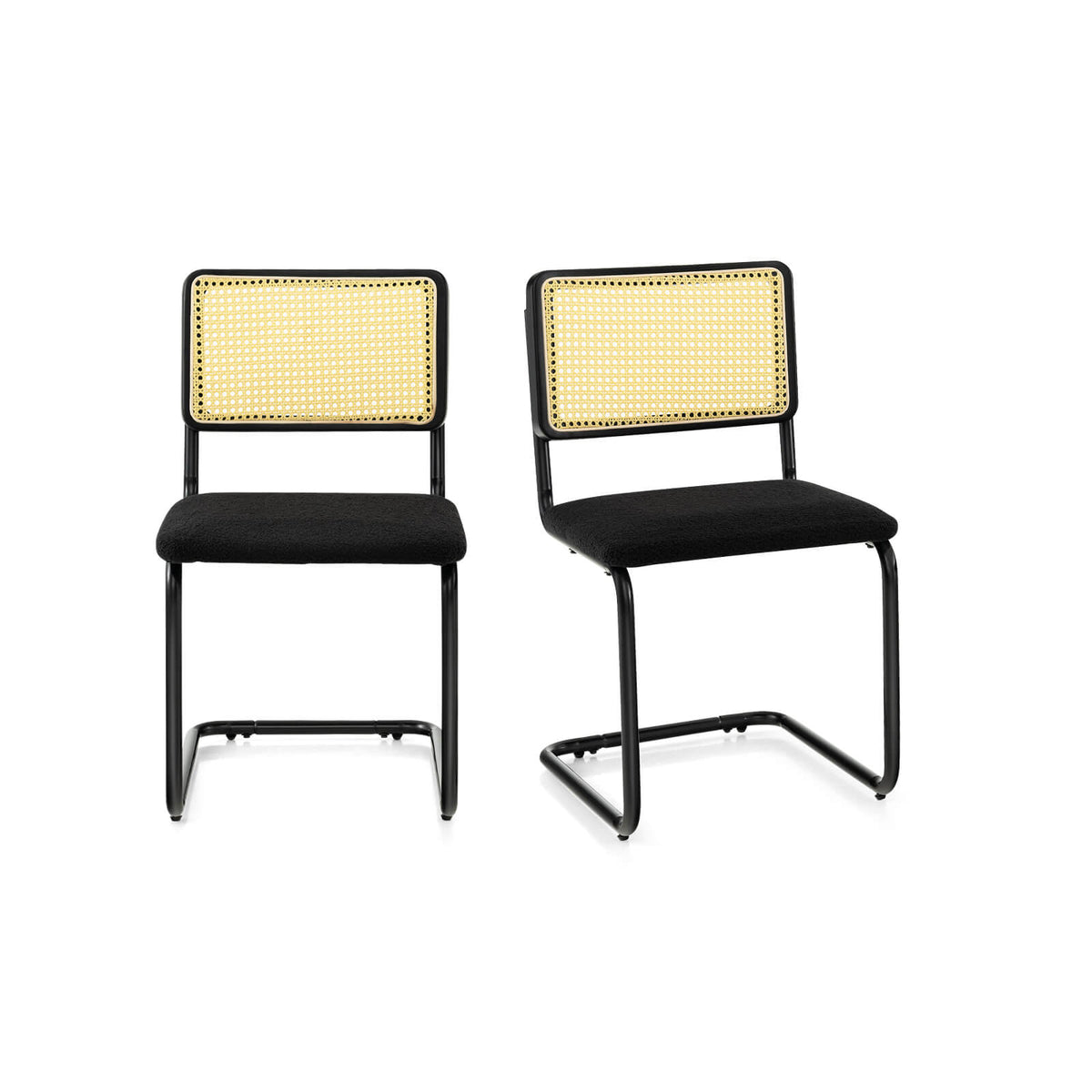 Mid-Century Modern Dining Chair - 2 Pieces, Cantilever Design, Black - Ideal for Contemporary Home Dining Rooms