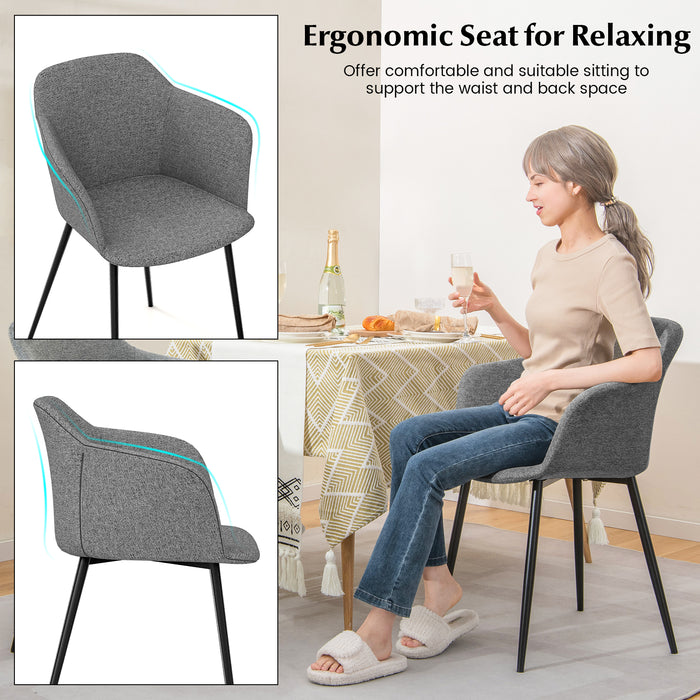 Set of 2 Dining Chairs - Ergonomic Backrest Design and Wide Armrest Features, Off-White - Perfect for Comfortable Dinner Seating Solutions