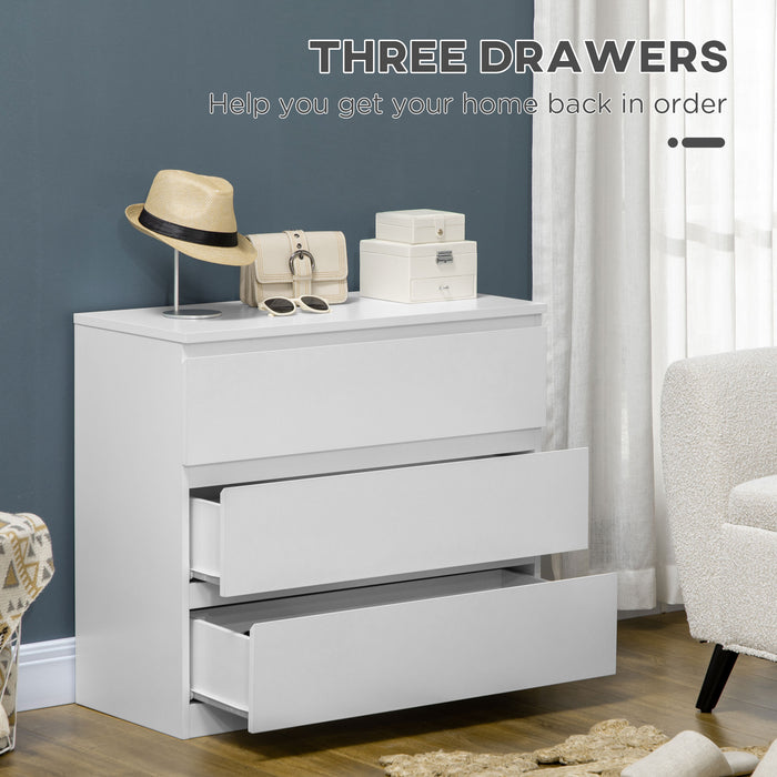 3-Drawer Chest of Drawers - Bedroom & Living Room Storage Organizer - Elegant White Unit for Clutter-Free Spaces