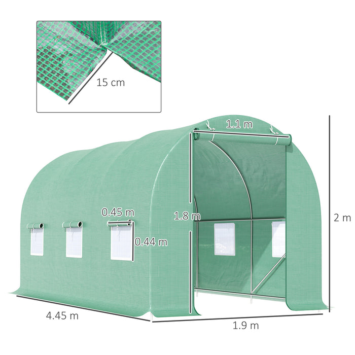 Walk-In Tunnel Greenhouse - 4.5m x 2m x 2m Garden Plant Growing House with Ventilation and Door - Ideal for Season Extension & Home Gardening