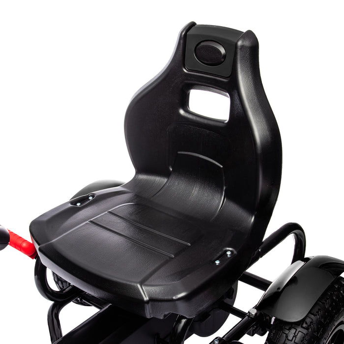 Adjustable Metal Pedal Go-Kart for Kids - Durable Construction with Inflatable Tires, Black - Fun Outdoor Racing Adventure for Young Drivers