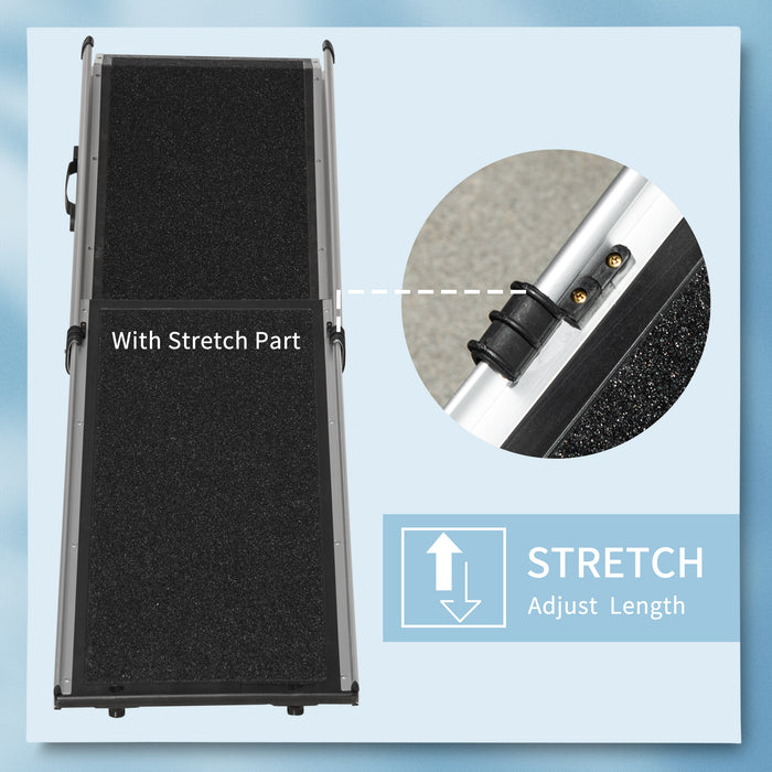 Portable Folding Dog Ramp with Carry Handle - Non-Slip Secure Pet Access for Vehicles, Aluminium Frame - Ideal for Elderly or Injured Pets, Easy Car Entry