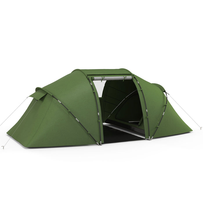Camping Tent for 4-6 People - Dual Bedroom, UV-Protected Sun Shelter Tunnel Design - Ideal for Family Hiking and Outdoor Adventures