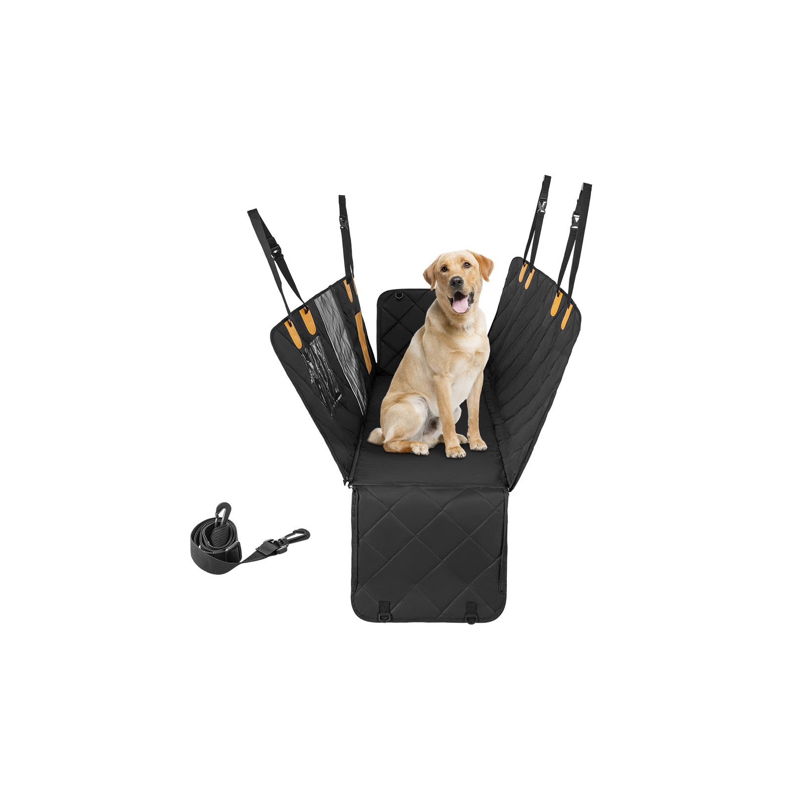 Dog Essentials - Waterproof Black Car Seat Cover for Pets, with Mesh Windows - Ideal for Keeping Your Car's Back Seat Clean and Dry