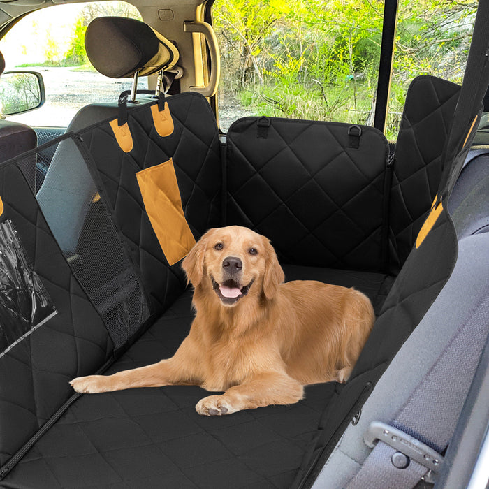 Dog Essentials - Waterproof Black Car Seat Cover for Pets, with Mesh Windows - Ideal for Keeping Your Car's Back Seat Clean and Dry
