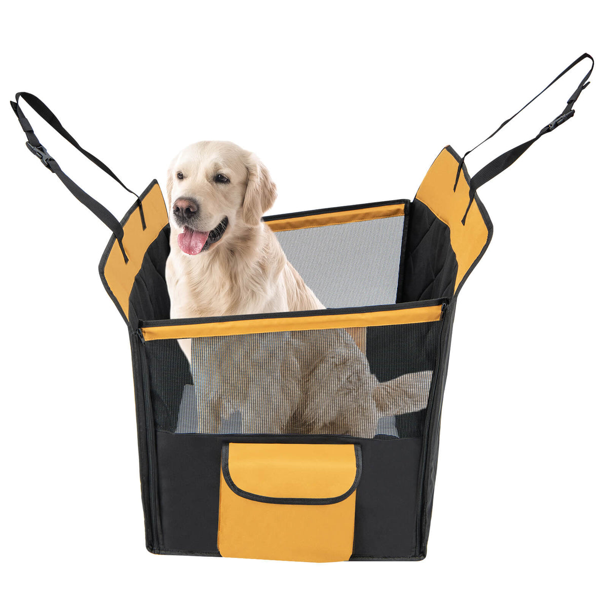 Paws & Play - Black Dog Car Seat Cover with Safety Belt for Small to Medium Sized Dogs - Ensuring Safe and Comfortable Travel for your Pet