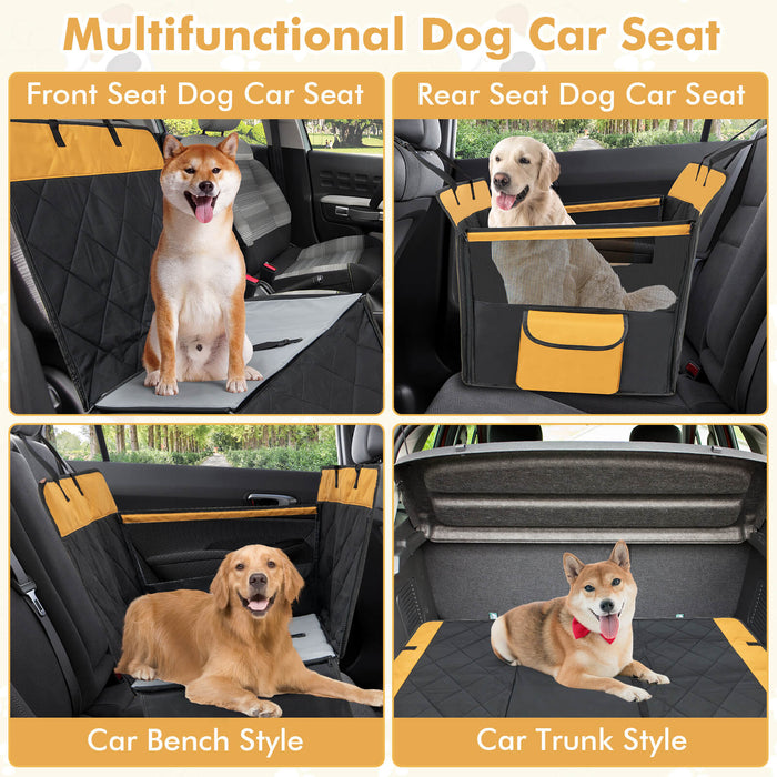 Paws & Play - Black Dog Car Seat Cover with Safety Belt for Small to Medium Sized Dogs - Ensuring Safe and Comfortable Travel for your Pet