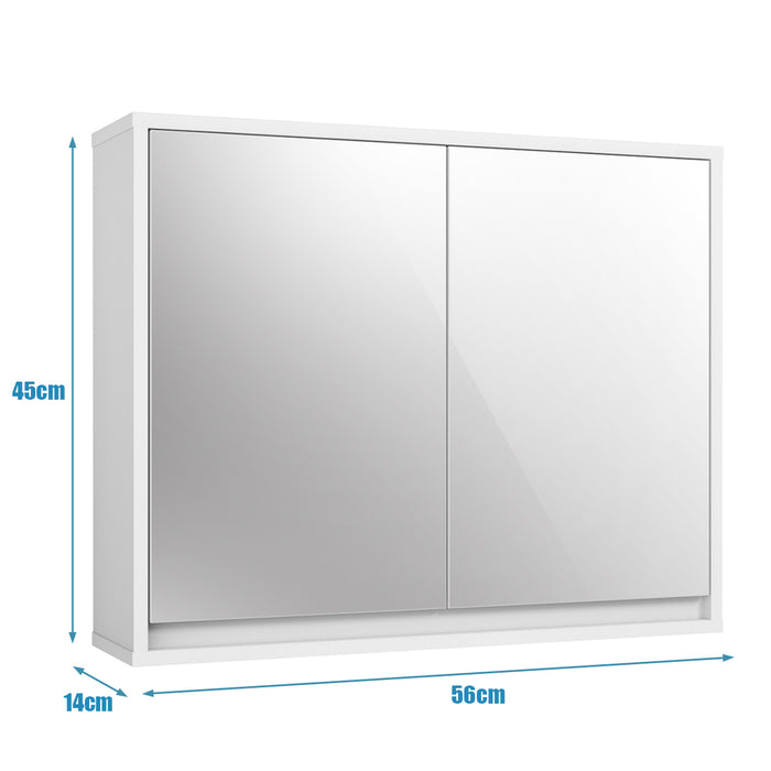 Double Mirrored Door Cabinet - Bathroom Storage Solution with Integrated Shelf - Ideal for Organizing Toiletries and Beauty Products