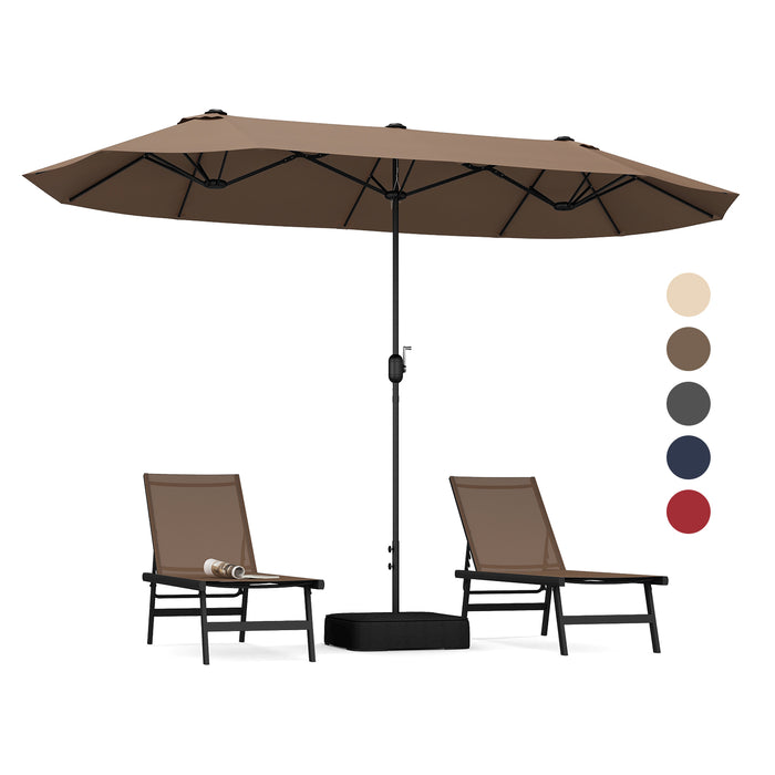 4M Brand Double-Sided Patio Umbrella - Crank Handle, Suitable for Garden, Pool, Backyard, Tan Color - Perfect for Outdoor Relaxation and Protection Against Sunlight