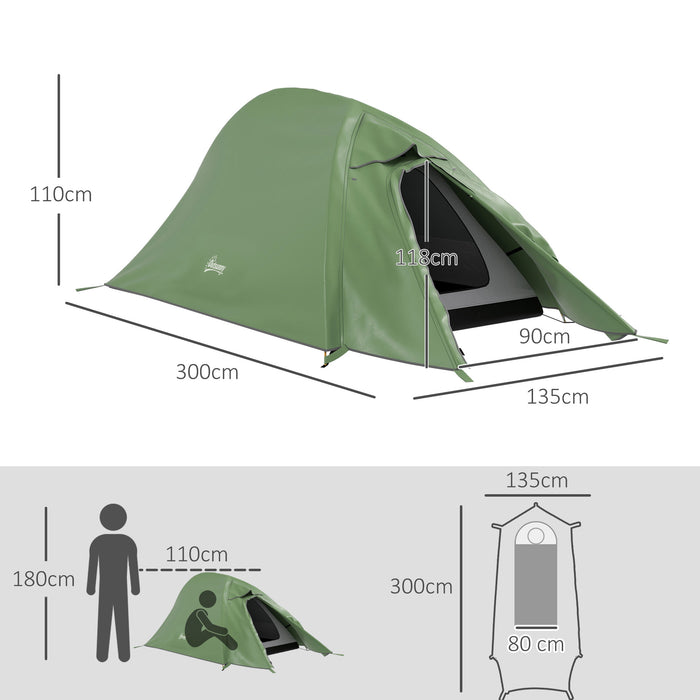 Double Layer Backpacking Shelter for 1-2 People - Waterproof 2000mm Portable Camping Tent with Carry Bag, Lightweight Design - Ideal for Hikers and Outdoor Adventurers
