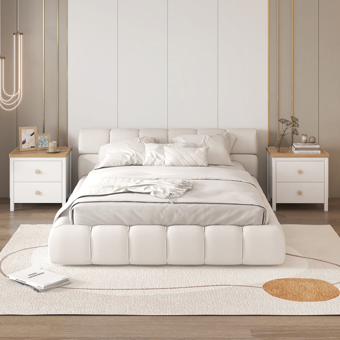 Farmhouse Style Drawer Nightstand - Bedside Table with Storage Space - Ideal for Bedroom Organization