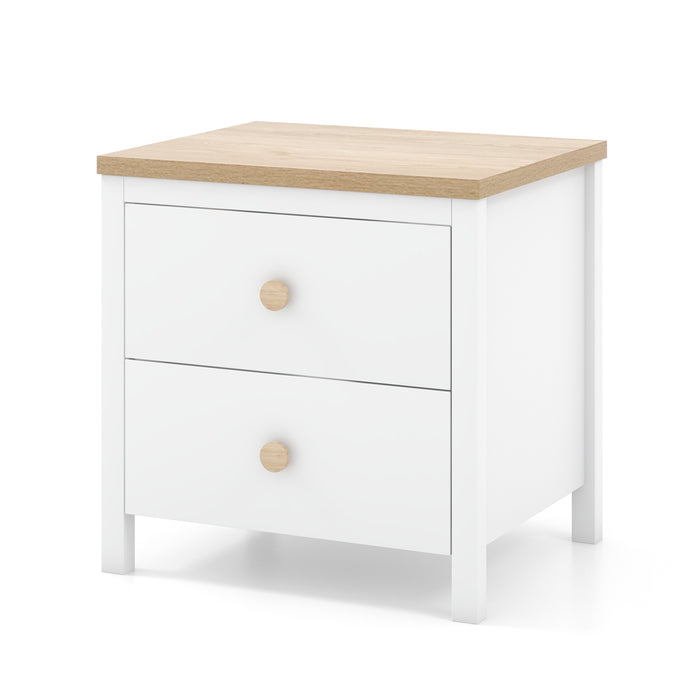 Farmhouse Style Drawer Nightstand - Bedside Table with Storage Space - Ideal for Bedroom Organization