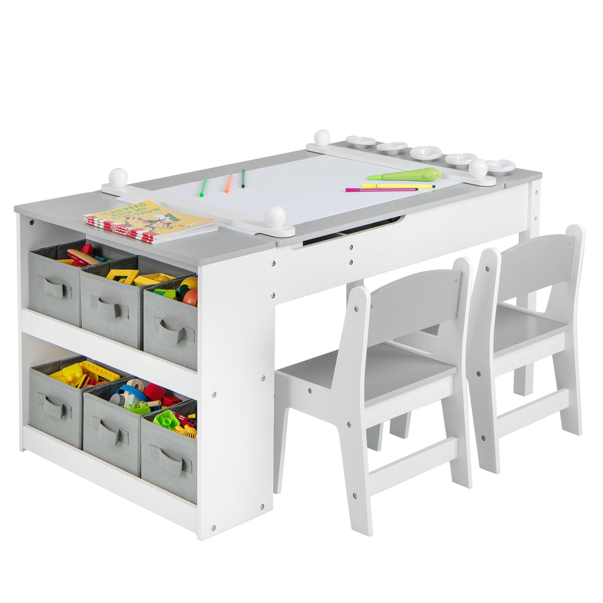 Kids' 2-in-1 Art Table and Easel Set - Includes Chairs for Comfortable Creativity - Ideal for Budding Young Artists