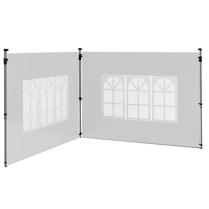 Gazebo Side Panels with Windows - 3x3m / 3x4m Pop Up Gazebo Compatible Replacement Set, 2-Pack in White - Outdoor Shelter Privacy and Weather Protection
