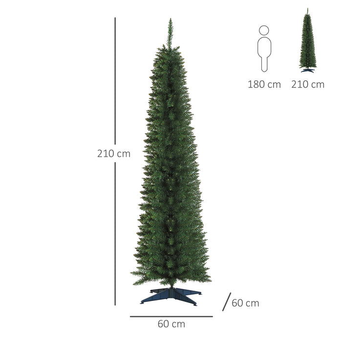 Artificial Pine Christmas Tree 2.1m - Lush Greenery with Plastic Stand - Perfect Holiday Decor for Home or Office