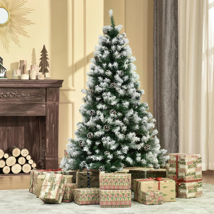 Holiday Home Faux Pine Christmas Tree - 5-Foot Pre-Decorated with Pine Cones, Auto-Open Design for Easy Setup - Perfect for Festive Home Holiday Decor