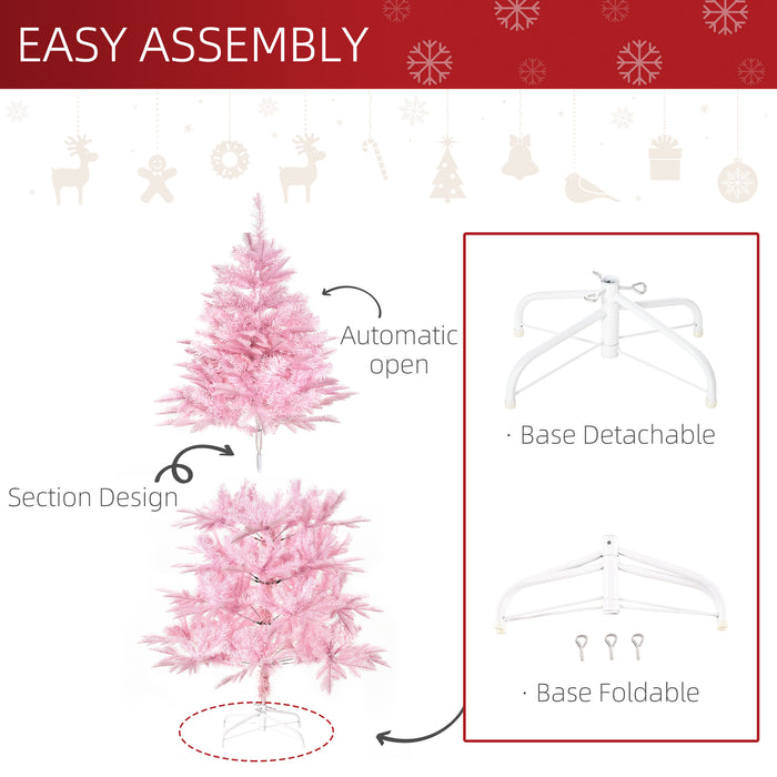 Artificial 5ft Pink Pop-up Christmas Tree - Easy Automatic Setup for Festive Home Decor - Ideal for Holiday Parties and Celebrations