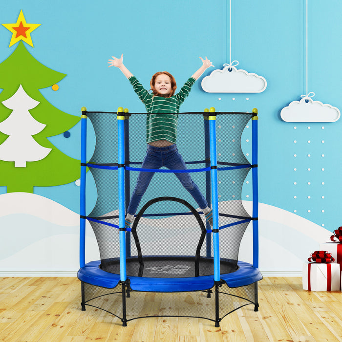 Kids 5.2FT Trampoline with Enclosure - Safe Bouncing Play Area for Indoor/Outdoor Use - Ideal for Children Aged 3-10, Vibrant Blue