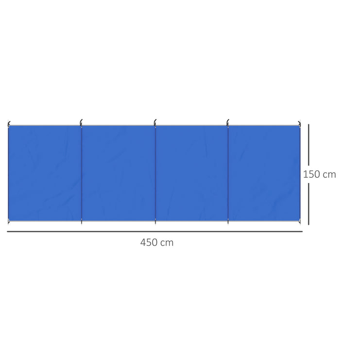 Foldable Portable Camping Windbreak with Steel Poles - Large 450cm x 150cm Beach Sun Shelter and Privacy Wall - Includes Carry Bag for Travel and Outdoor Activities