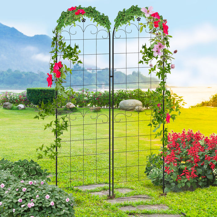 Garden Trellis Support Set of 2 - Metal Frames for Climbing Plants with Elegant Floral Design - Outdoor Decor & Plant Growth Enhancer